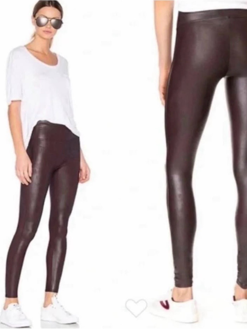 SPANX Faux Leather High-Waist Leggings, Burgundy Wine, Size Medium